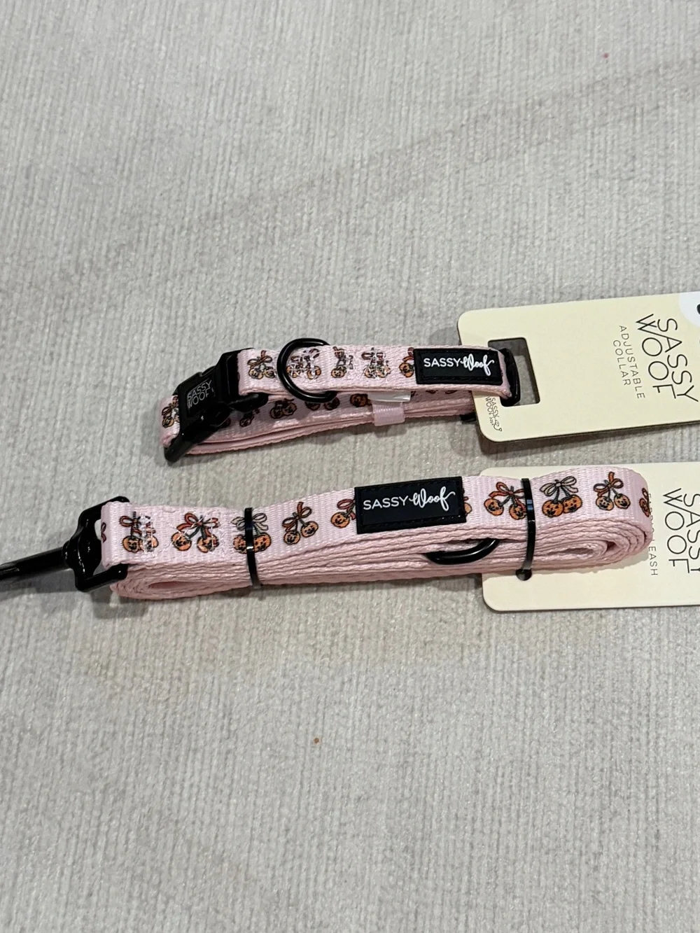 Sassy Woof Sassy Lil Pumpkins Dog Collar and Leash Set - Sz S